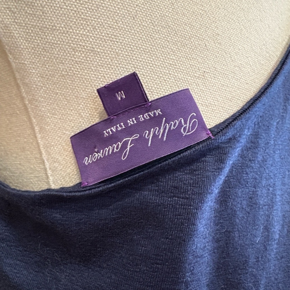 Ralph Lauren Collection One-Shoulder Sleeveless Navy Linen Tank Top size Medium - Picture 3 of 12